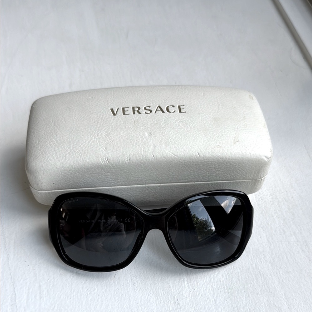 Versace Black Oversized Sunglasses with Dark Lenses
